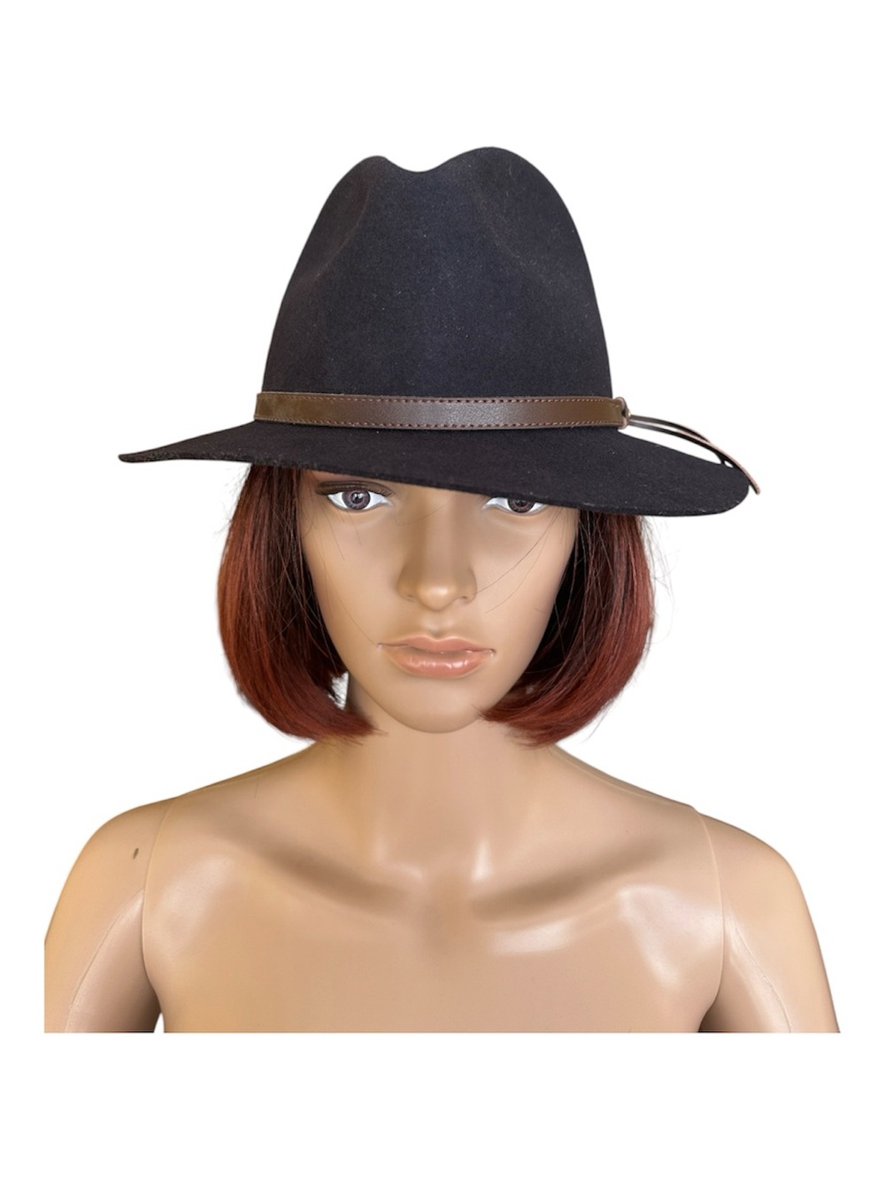 Thomas Cook Jagger Wool Felt Fedora Hat in Black with Brown Band Unisex